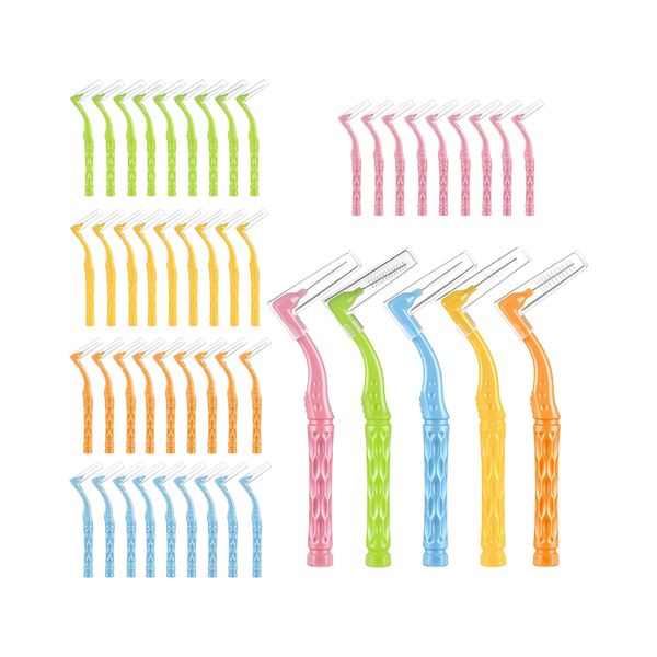 Sndway 50pack L-Shaped Interdental Brushes 5 Sizes 0.6-1.2mm