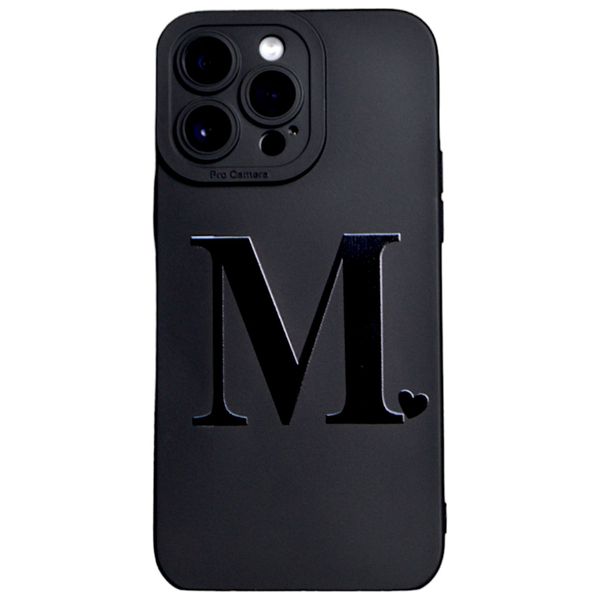 Black - Phone Case with Initial M and Pro Cam - Iphone 15 Pro