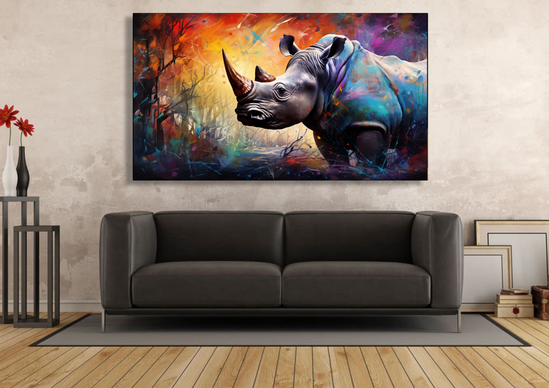 Canvas Wall Art - Rhino Profile Abstract - IM1087