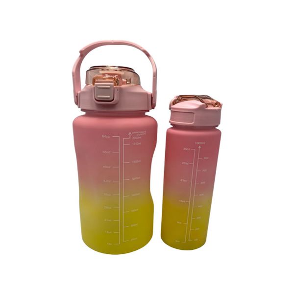 2-in-1 2L Motivational Water Bottle With Straw 2107