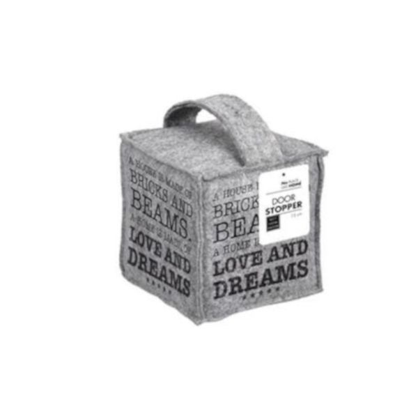 Luxury Modern Grey Square Doorstop with Handle - Love