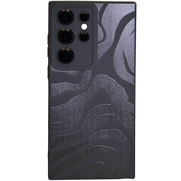 Black Phone Case with Black Wavy Pattern compatible with Samsung S23 Ultra