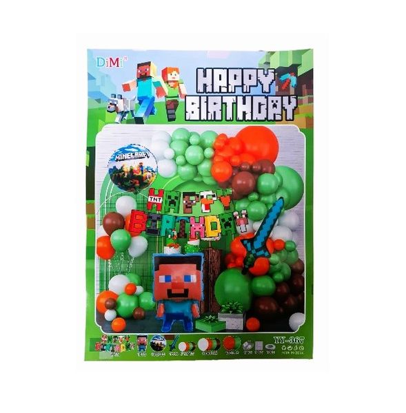 Minecraft Happy Birthday Balloon Garland Set