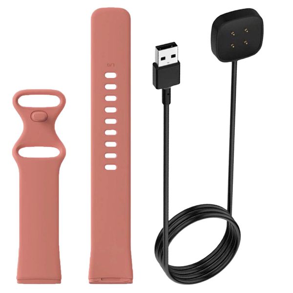 FocusFit Replacement Large Silicone Strap and USB Charger For Fitbit Versa 3