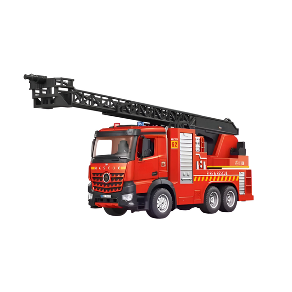 11 Channel Remote Control Fire Truck Ladder With Water Spray Toy And Sounds