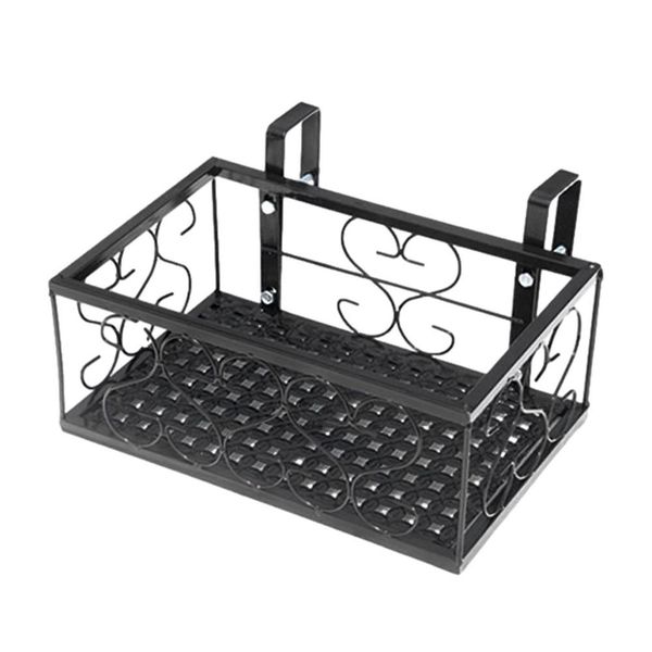 Garden Balcony Planter Shelf Wrought Iron Hanging Plant Stand Metal