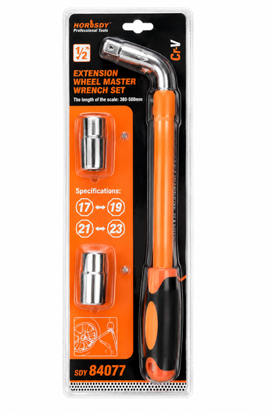 Heavy Duty Wheel Lug Wrench Set with 17mm 19mm 21mm 23mm Sockets