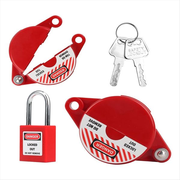 Gate Valve Lockout Device and Safety Padlock Set, for 1 to 2-1/2 Outside Ga