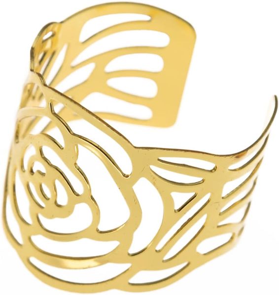 BUC - Gold Rose Napkin Rings - Napkin Holder Table Decor - Set of 12