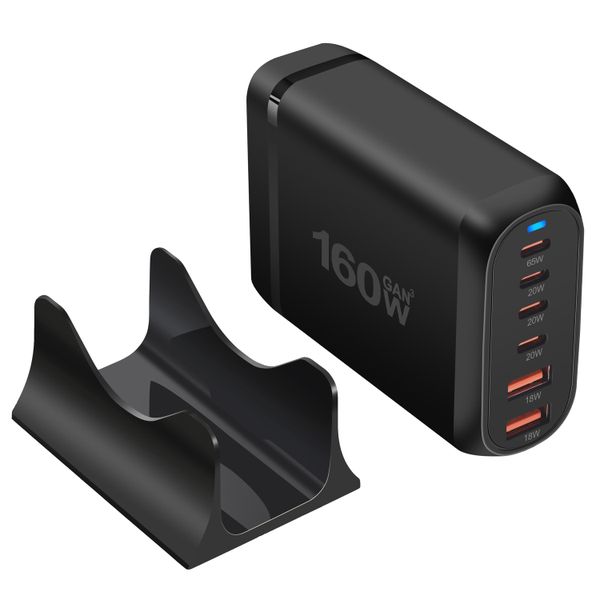 160W 6 Port USB-C GaN Fast Charging Station with Charger Base