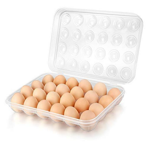 MXM - 24 Egg Storage Container Stackable Stackable with Flip Top Lid - Red