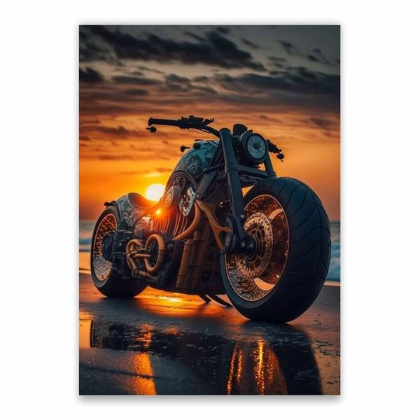 Motorbike On Beach Poster - A1