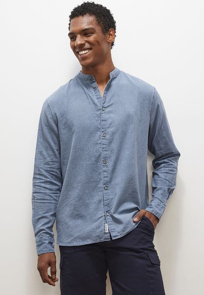 Mandarin Long Sleeve Textured Shirt