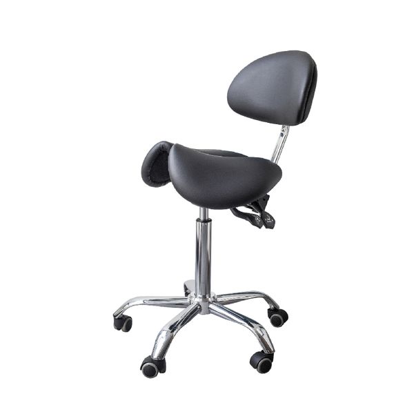 Ergo split seat saddle chair with seat tilt and backrest