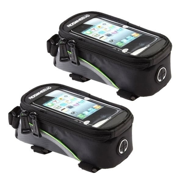 Phone Holder For Bicycle/Bike Frame &amp; Storage Bag With Headset Jack- 2 Pack
