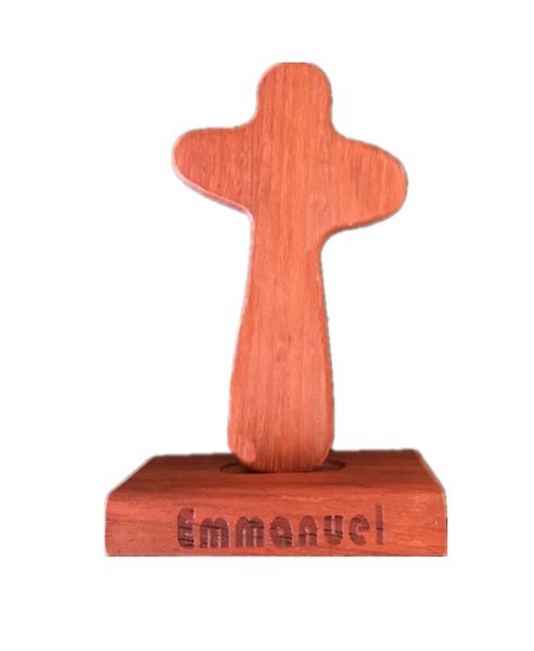Wooden Cross Ornament red wood