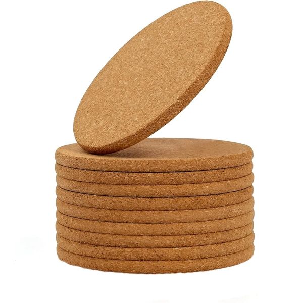 Natural Cork Coasters Round Wood Mats Durable Non Slip Tea Coffee Cup