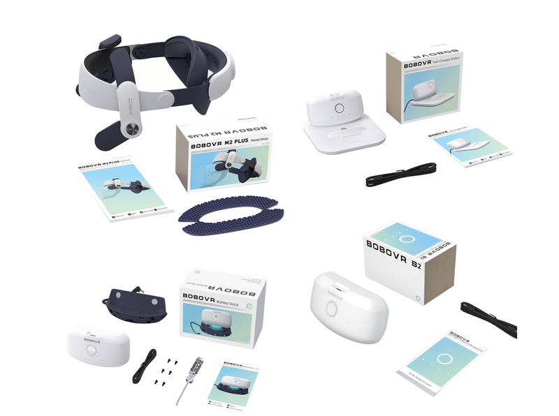 BOBOVR M2 Plus Triple Battery &amp; Elite Head Strap Mega Bundle For Quest 2