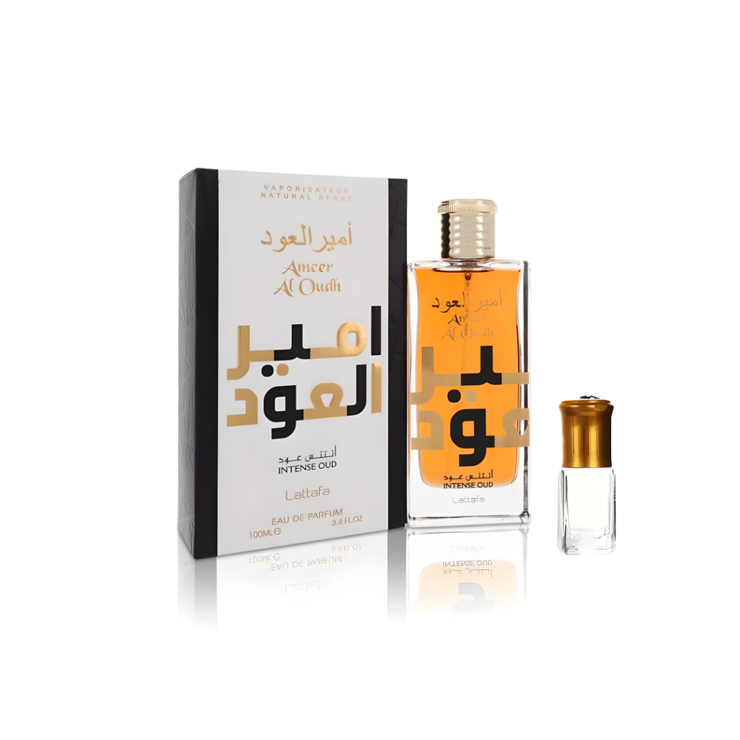 Ameer al Oudh Intense Oud by Lattafa 100ml + Perfume Oil Shop Today. Get it Tomorrow