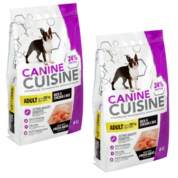 Canine Cuisine Dog Food Chicken and Rice Adult Small Medium (2 x 6kg)