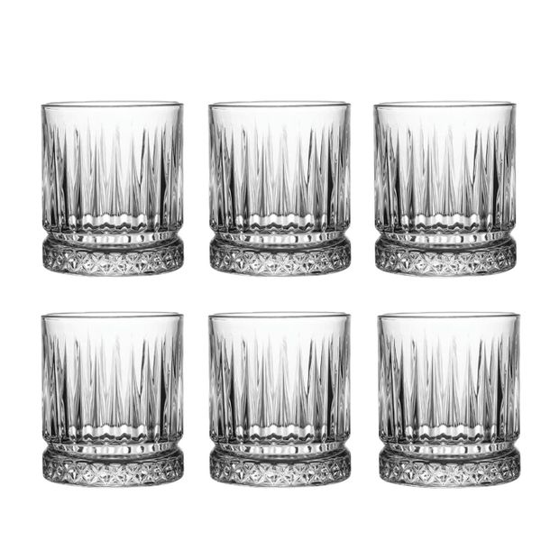 Borosilicate Glasses Set Crystal Clear Striped Glass Tumblers 6-Piece - 355ml