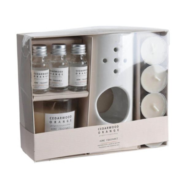 Aroma Ceramic Diffuser with Scented Sandalwood Oils &amp; Scented Candles Set