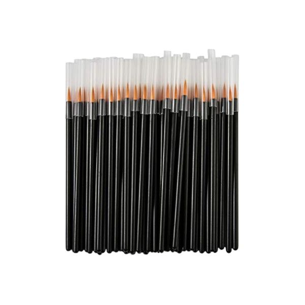 100 Piece - Disposable Eyeliner Makeup Brushes With Lids - Transparent