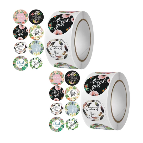2PK Flower Thank You Stickers - 1000 Stickers