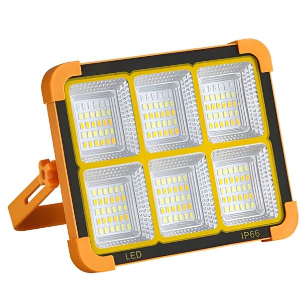 Solar Portable Rechargeable Work Light, 6000mAh LED Flood Light - Orange
