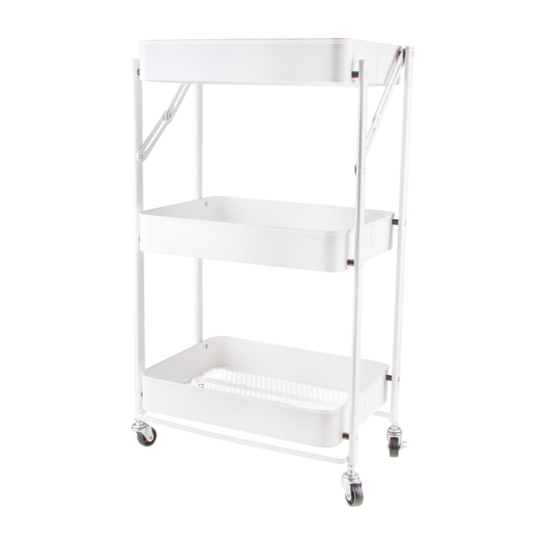 Multi-storey 3-Tier Folding Storage Rack Trolley Home Mobile Cart