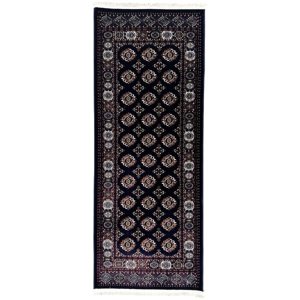 Glam &amp; Decor Oriental Bokhara Design Soft Quality Navy Runner - 200 x 80 cm