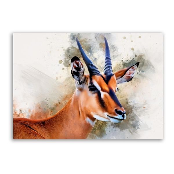 Watercolour Impala Canvas - Abstract Wall Art with Solid Wood Frame