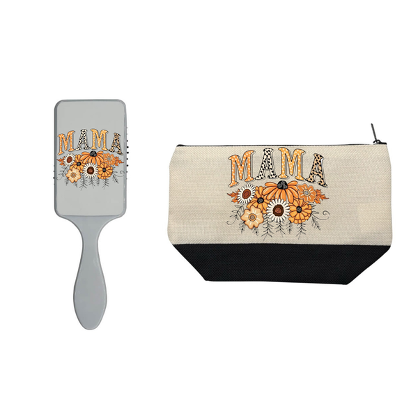Flower Mom Custom Sublimation Makeup Bag - Hair Brush Design