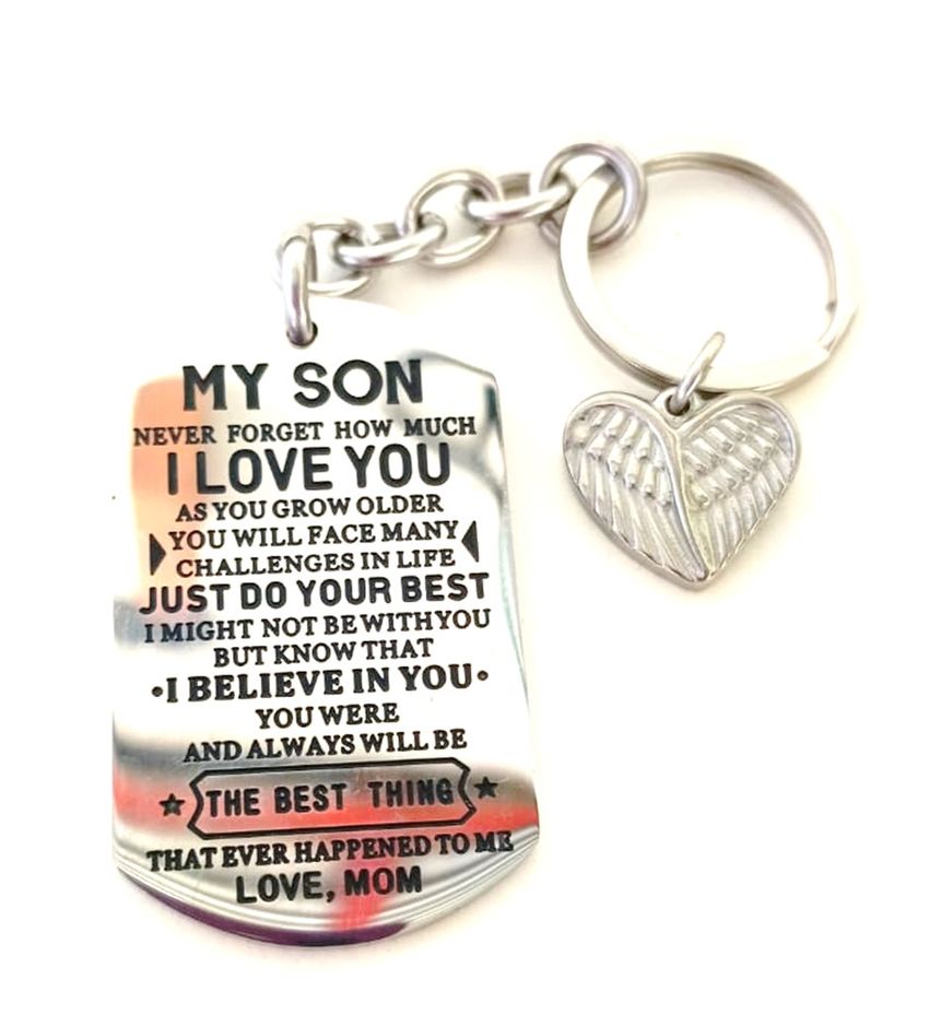 Stainless Steel To My Son Keychain Never Forget How Much I Love You