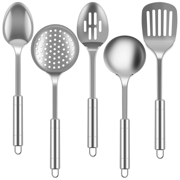 5Pcs Kitchen Cooking Utensils Set Stainless Steel Shovel Soup Spoon