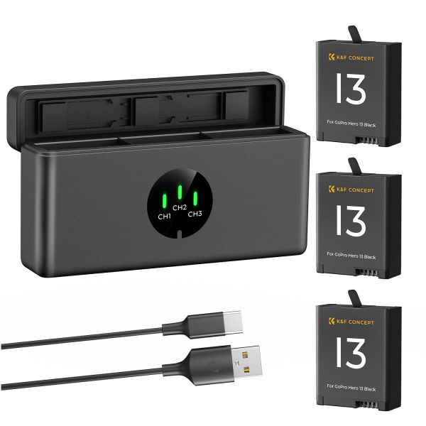 K&amp;F Hero 13 Enduro Kit for GoPro - 3 Batteries &amp; Triple Charger | KF28.0087
