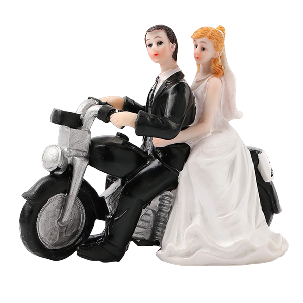 Bride and Groom On Motor Bike Cake Topper