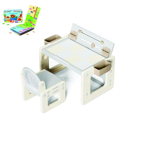 2-sided Drawing Table and Chair Set with Adjustable Height for Preschoolers