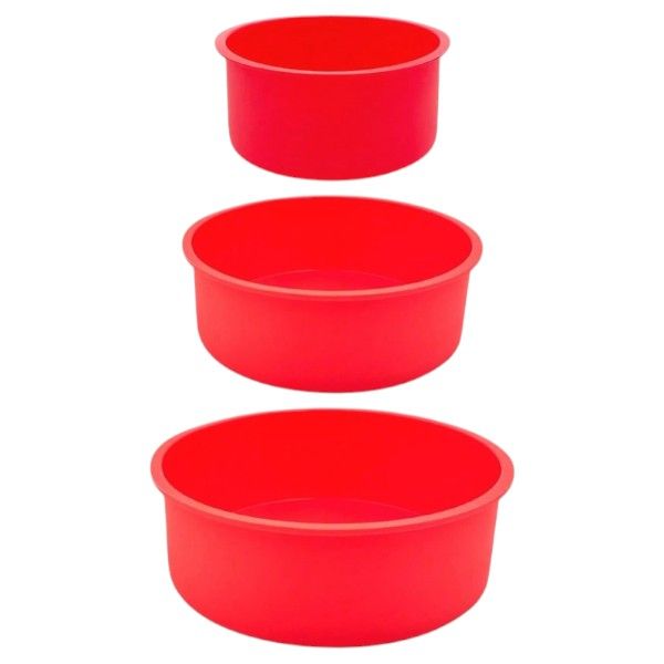 3 Piece - Non-Stick &amp; Easy Release Silicone Cake Molds - Red