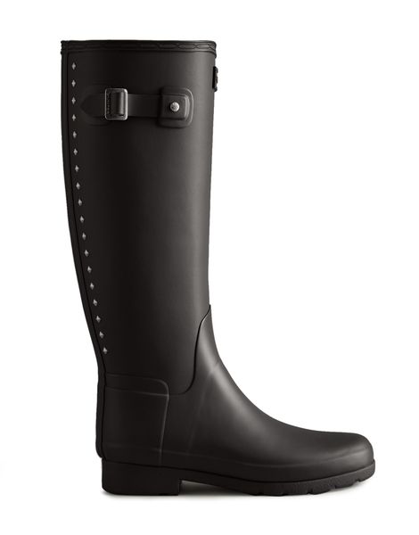 Hunter Refined Tall Studded Back Boot - Black