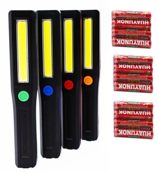 Magnetic Cob Light 4 Pack Including 12 Batteries Bundle