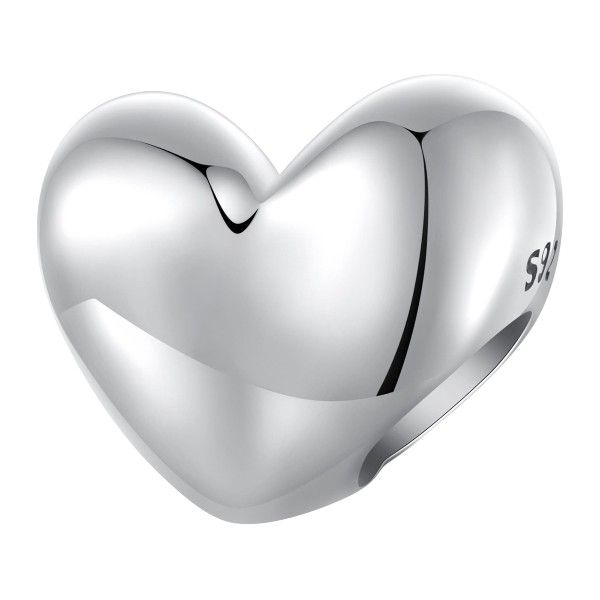 S925 Soild Heart Bead Charm