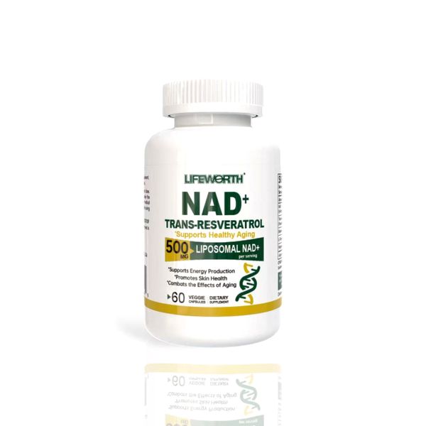 LIFEWORTH NAD+ Supplement 1000 MG - 60 Capsules NAD+ &amp; Resveratrol Formula