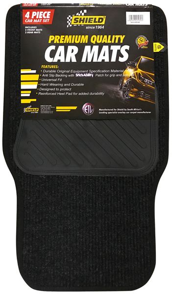 Shield - Universal Promotion Ribbed Car Mat with Vinyl Heelpad - 4 Piece