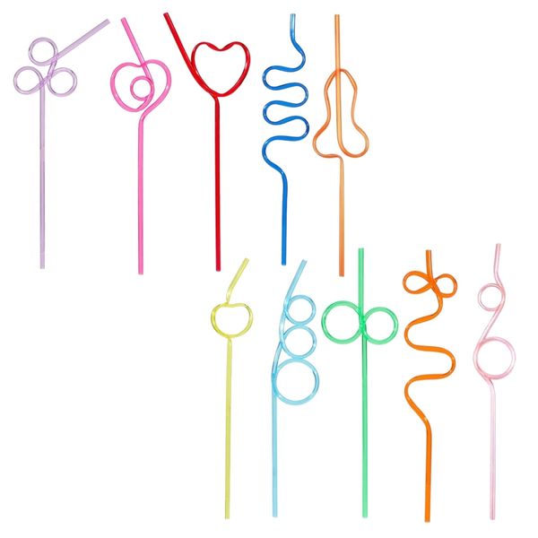 Decor Party Reusable Curly Drinking Straws Set of 10 - 23cm