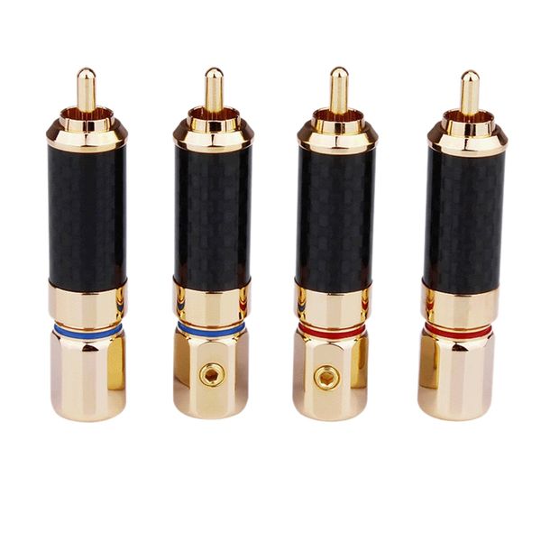 4 Pcs Hifi Rca Plug 24K Gold-Plated Rca Jack Cable Connector Adapter