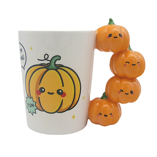 Ceramic Pumpkin Handle Mug-Beautiful Girl Design