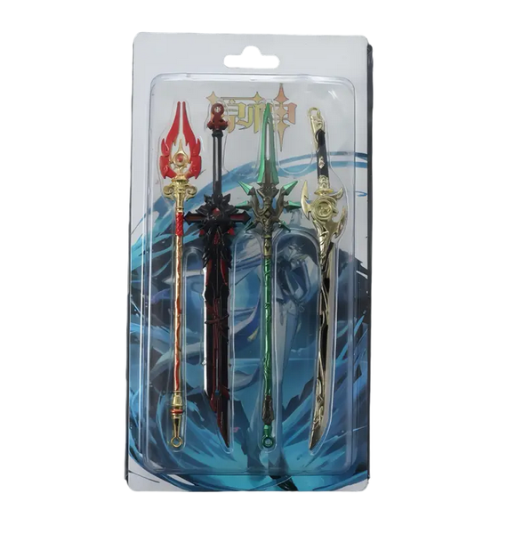 Genshin Impact Video Game 4 Piece Mini Weapon Keychain Box Set