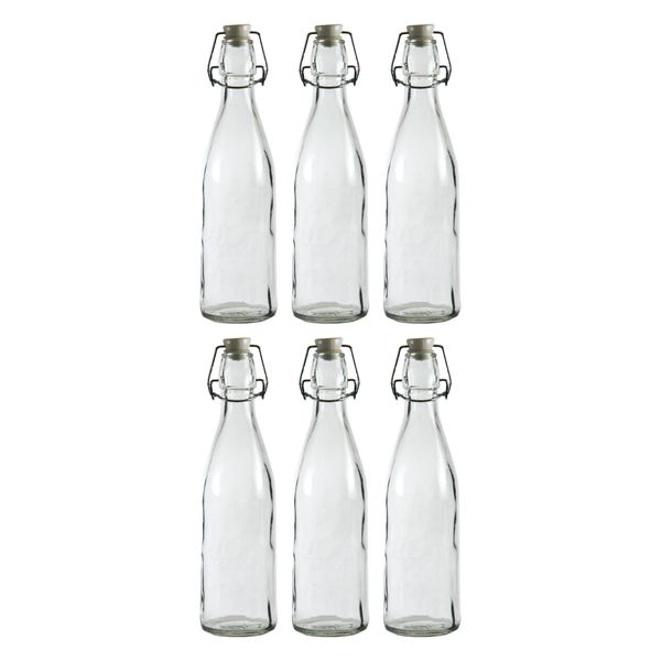 Regent Glass Bottles with White Clip Top Lids 6 Pack, 500ml
