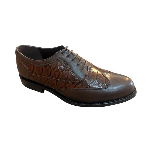 Men's Formal Oxford Dress Shoes - Textured Leather Panel